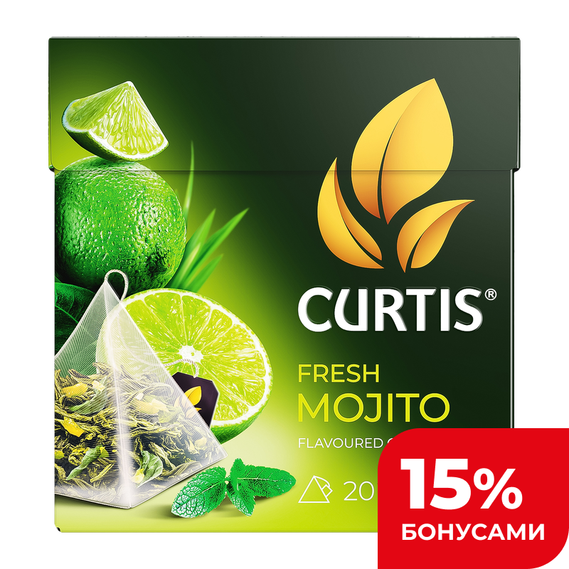 Чай зеленый Curtis Фреш Мохито, 20 пирамидок, 34 г