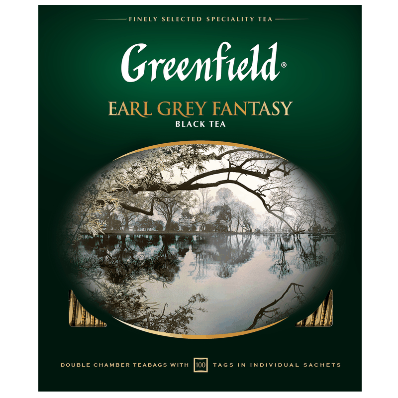 Чай Greenfield Earl Grey Fantasy с ароматом бергамота, 100 пакетиков, 200 г