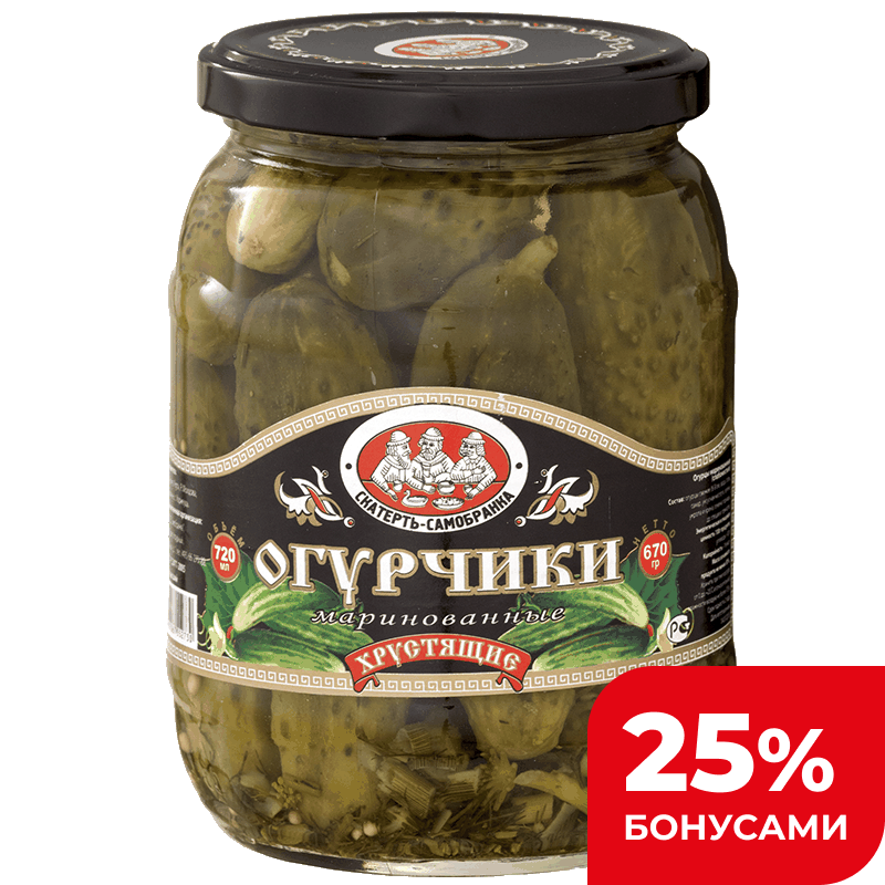 Огурчики Скатерть-самобранка маринованные хрустящие, 720 мл