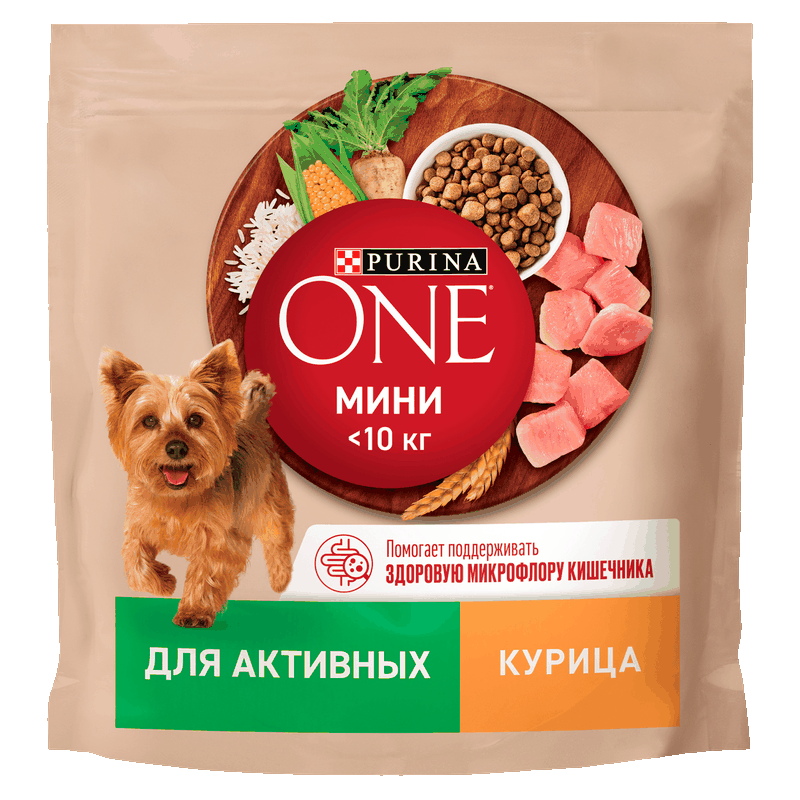 Корм Purina One для активных собак мини пород, курица, 1,5 кг
