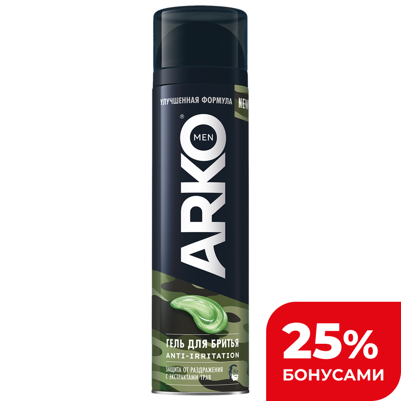 Гель для бритья Arko Men мужской Anti-Irritation, 200 мл
