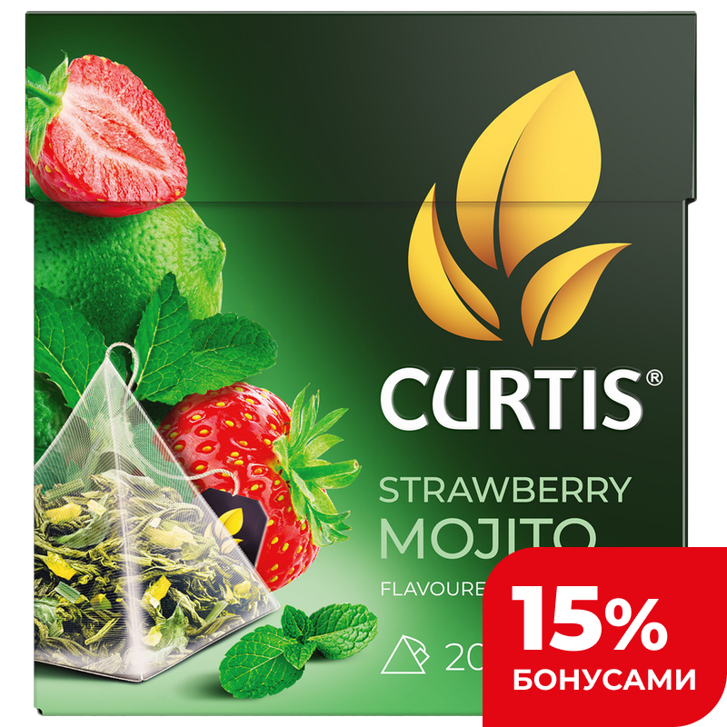 Чай зеленый Curtis Strawberry Mojito, 20 пирамидок, 34 г