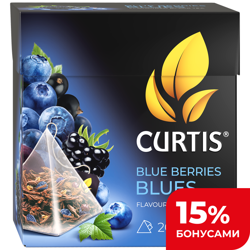 Чай черный Curtis Blue Berries Blues, 20 пакетиков*1,8 г