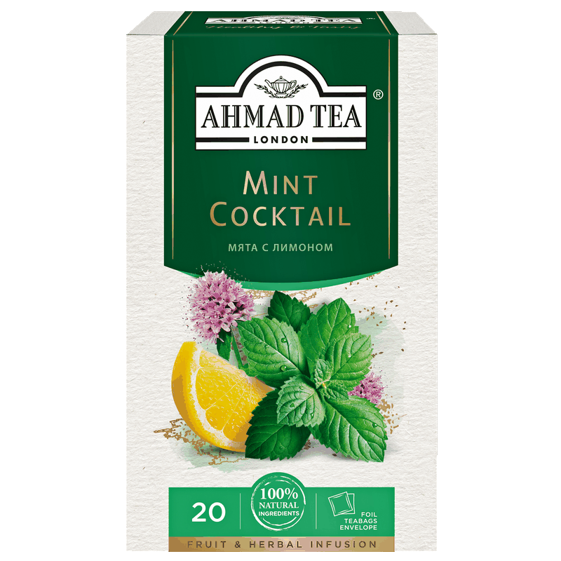Чай Ahmad Tea Mint Cocktail мята с лимоном, 20 пакетиков, 30 г
