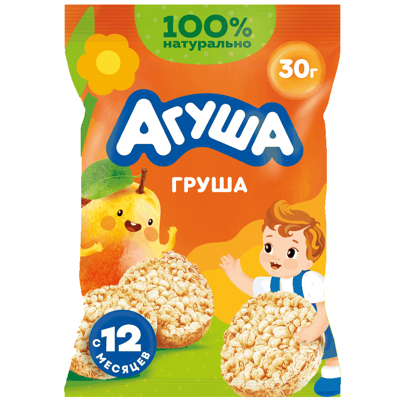 Хлебцы рисовые Агуша с груша с 12 месяцев, 30 г