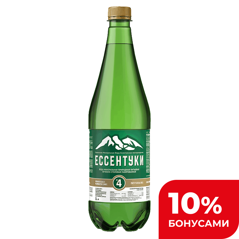 Вода Ессентуки №4 минеральная, 1 л