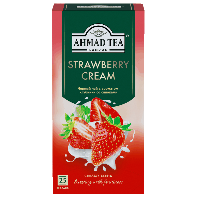 Чай Ahmad Tea Клубника со сливками, черный, 25 пакетиков, 37,5 г