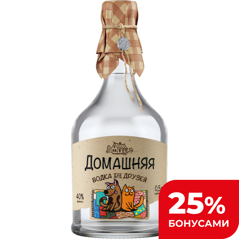 Водка Питейный дом Домашняя для друзей 40%, 500 мл