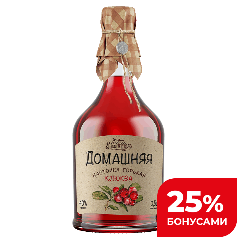 Настойка Питейный дом Домашняя Горькая клюква 40%, 0,5 л