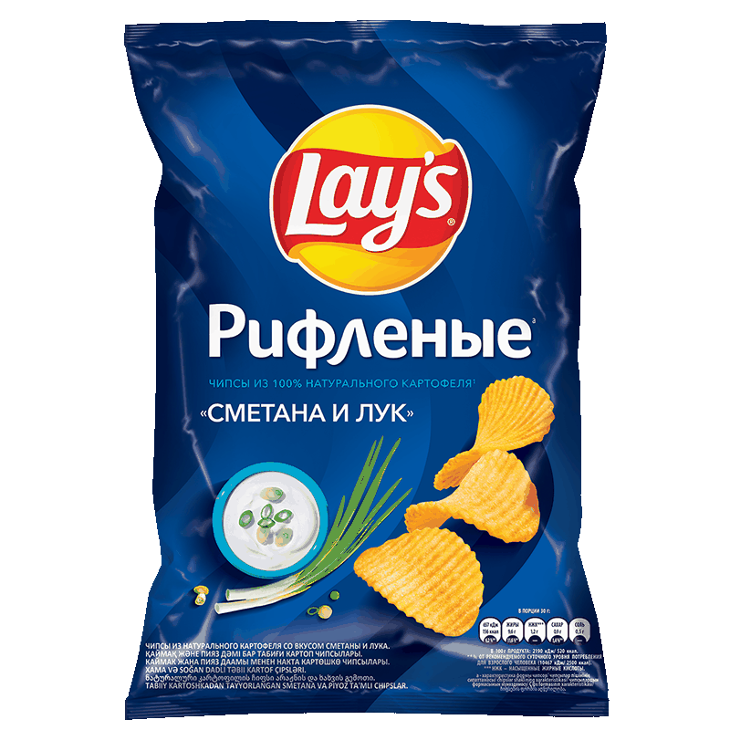 Чипсы Lays Рифлёные Сметана и лук, 140 г