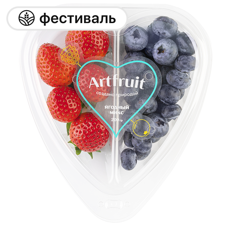 Ягодный микс Сердце клубника и голубика, 200 г