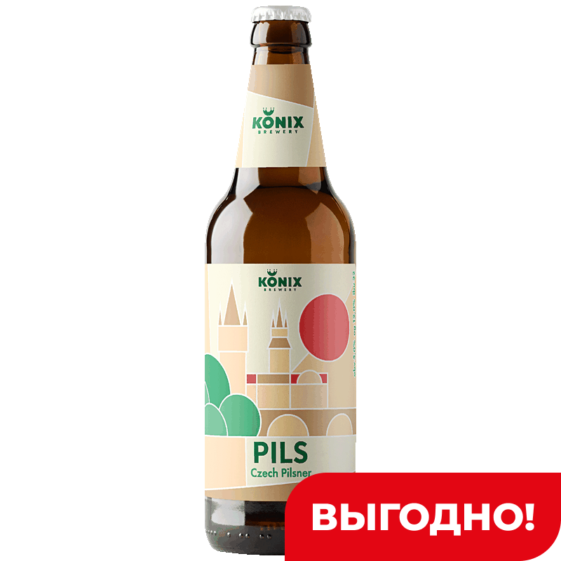 Пиво Konix Czechpilsner светлое фильтрованное пастеризованное 5%, 0,45 л
