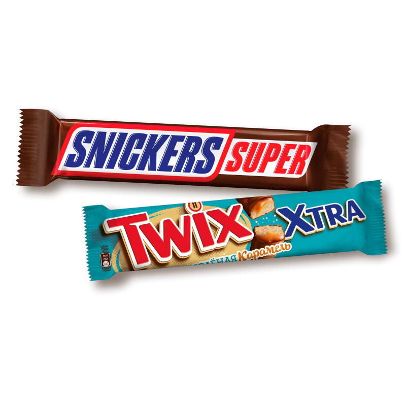 Батончики Twix, Snickers, Bounty, Mars в ассортименте, 78-87 г 