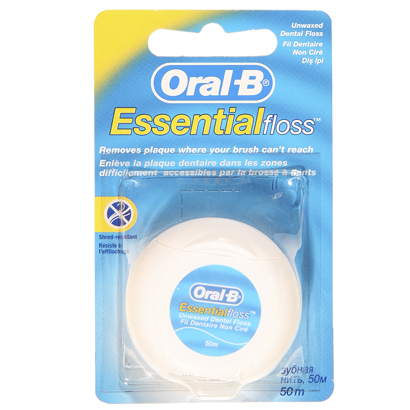 Зубная нить Oral-B EssentialFloss вощёная мятная, 50 м