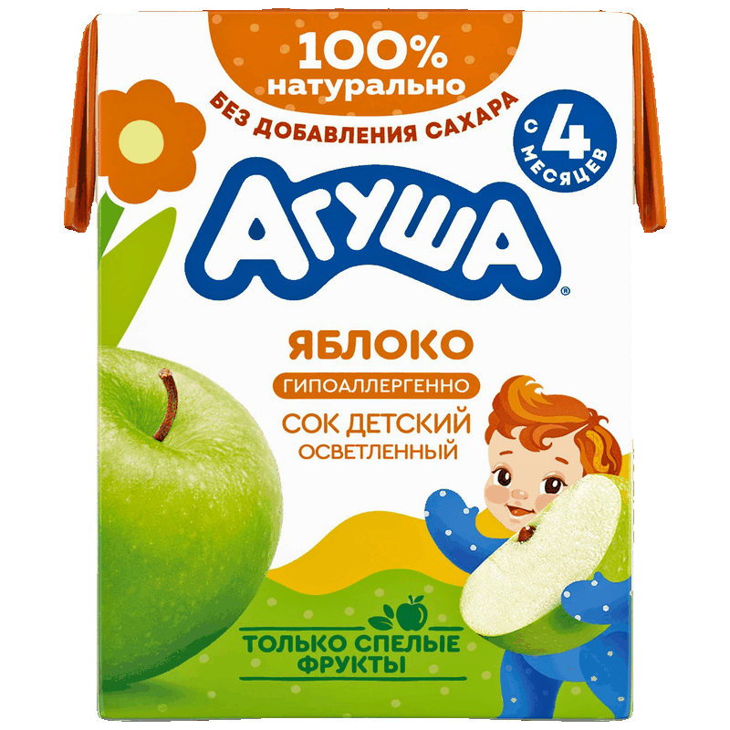 Сок Агуша яблоко осветленный, 200 мл