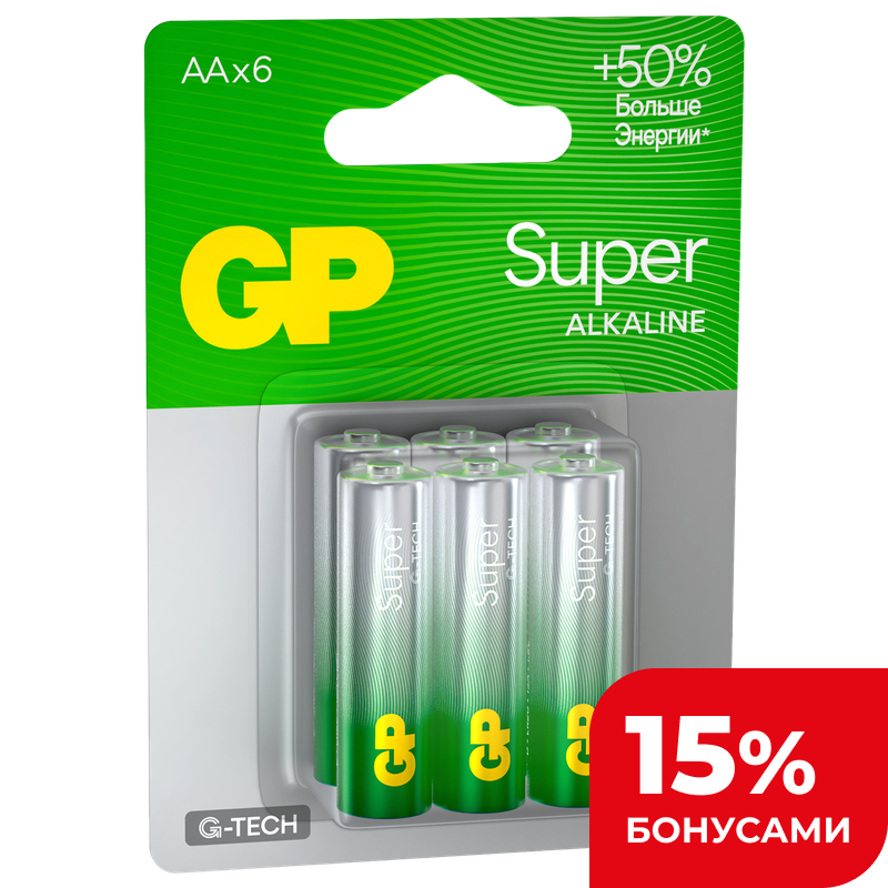 Батарейки GP Super АА, 6 шт