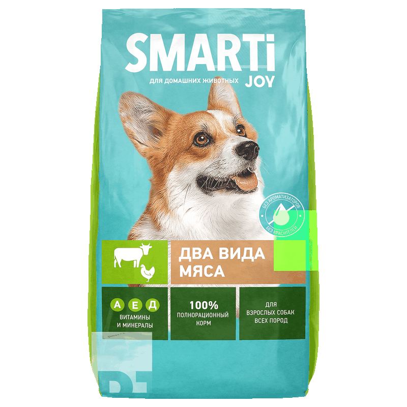 Корм для собак Smarti Joy сухой 2 вида мяса, 2,5 кг