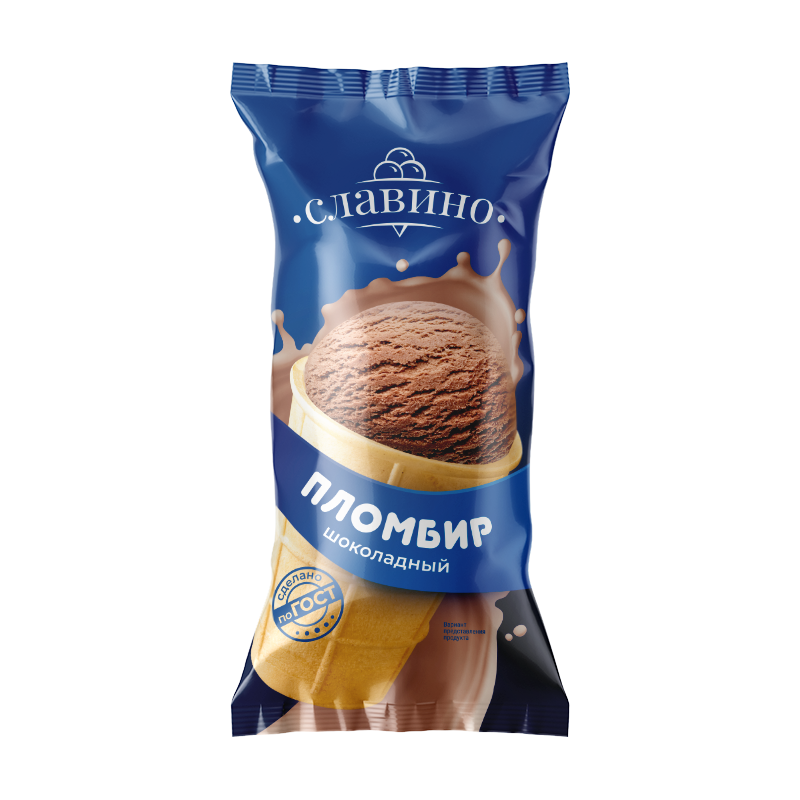 Пломбир шоколадный Славино вафельный стаканчик 12%, 80 г