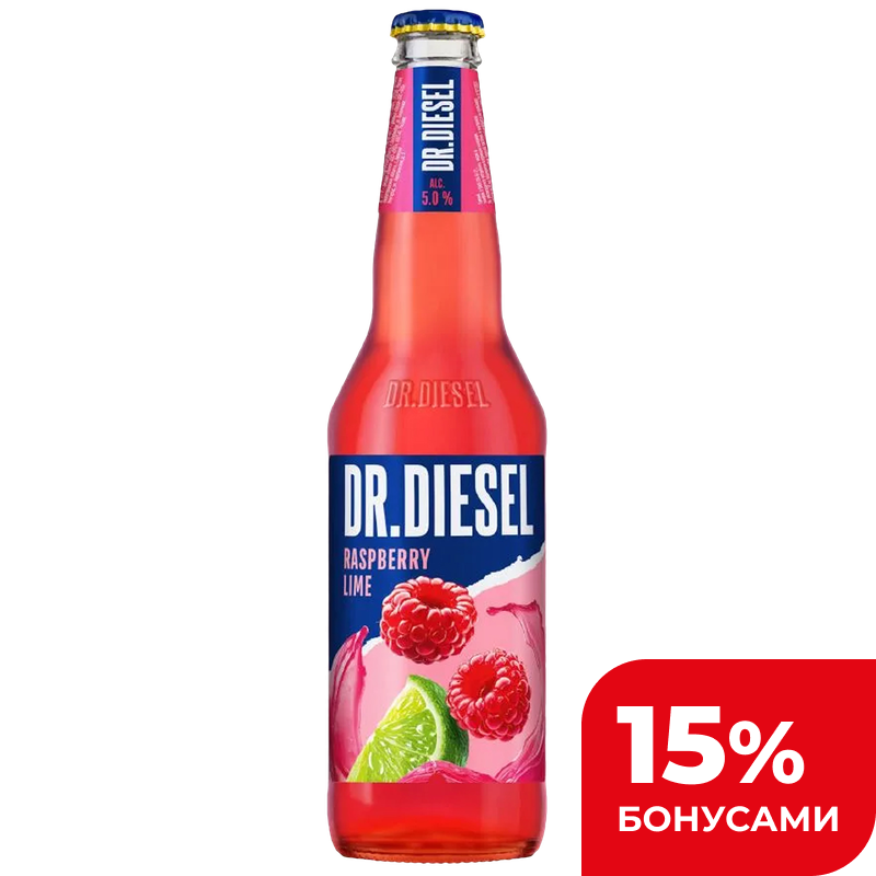 Пивной напиток Doctor Diesel Малина-Лайм, 5%, 0,4 л