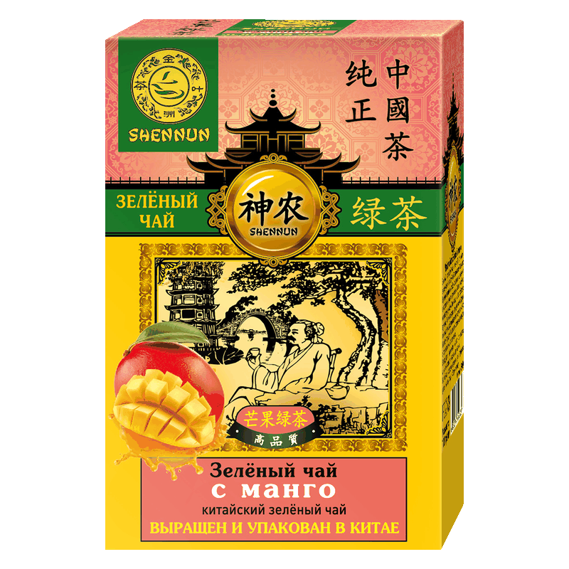 Чай Shennun с манго зеленый крупнолистовой, 100 г 