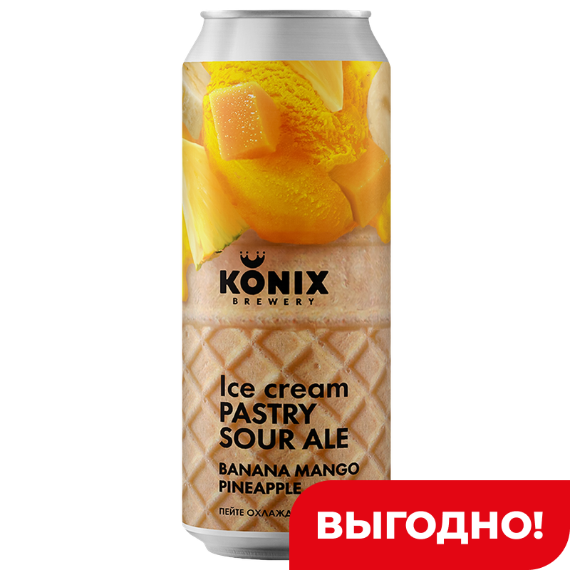 Пивной напиток Konix Ice cream ban mango pineapp 5,5%, 0,45 л