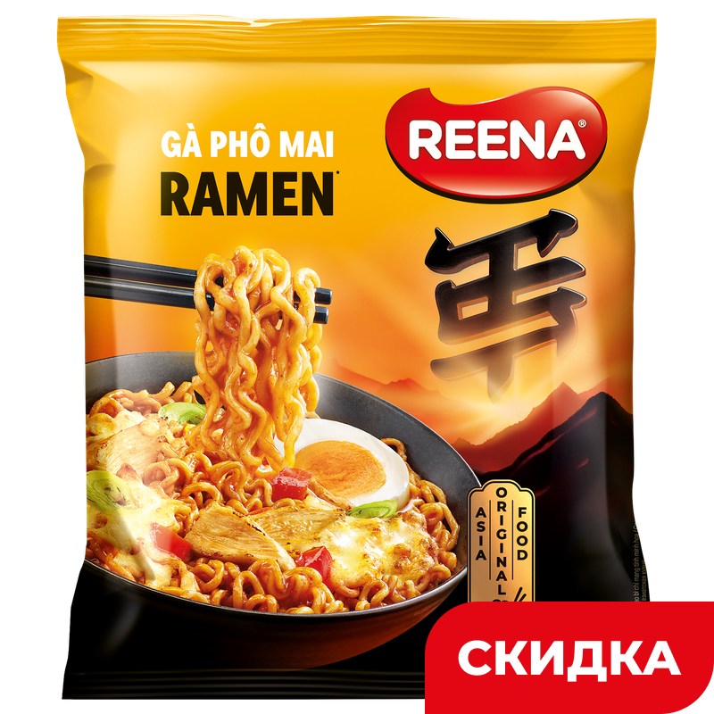 Лапша Reena быстрого приготовления, рамен сырный с острой курицей, 115 г