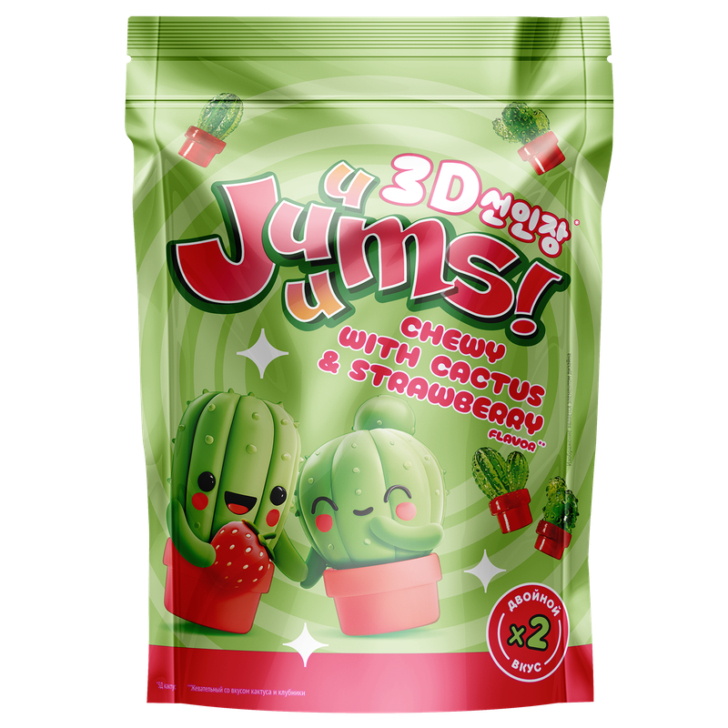 Мармелад Juuums жевательный со вкусом кактуса и клубники, 70 г