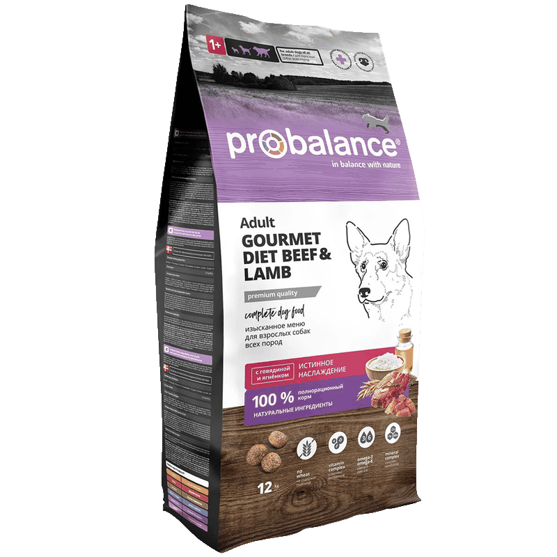 Корм для собак Probalance говядина и ягнёнок, 12 кг