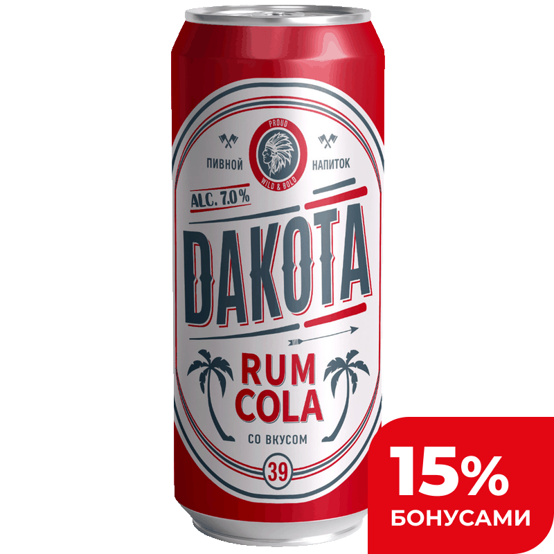 Напиток пивной Dakota со вкусом рома и колы 7%, 0,43 л