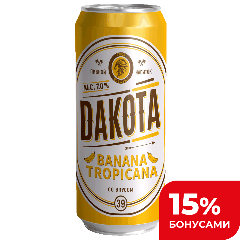 Напиток пивной Dakota со вкусом банана тропик 7%, 0,43 л