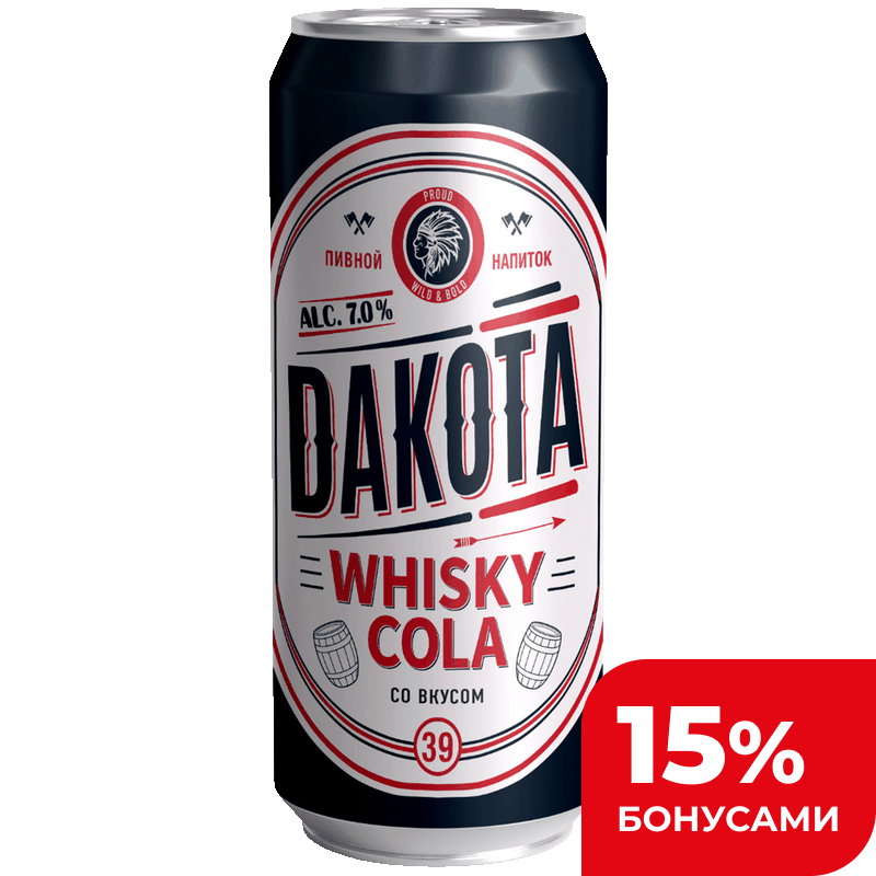 Напиток пивной Dakota со вкусом виски и колы 7%, 0,43 л