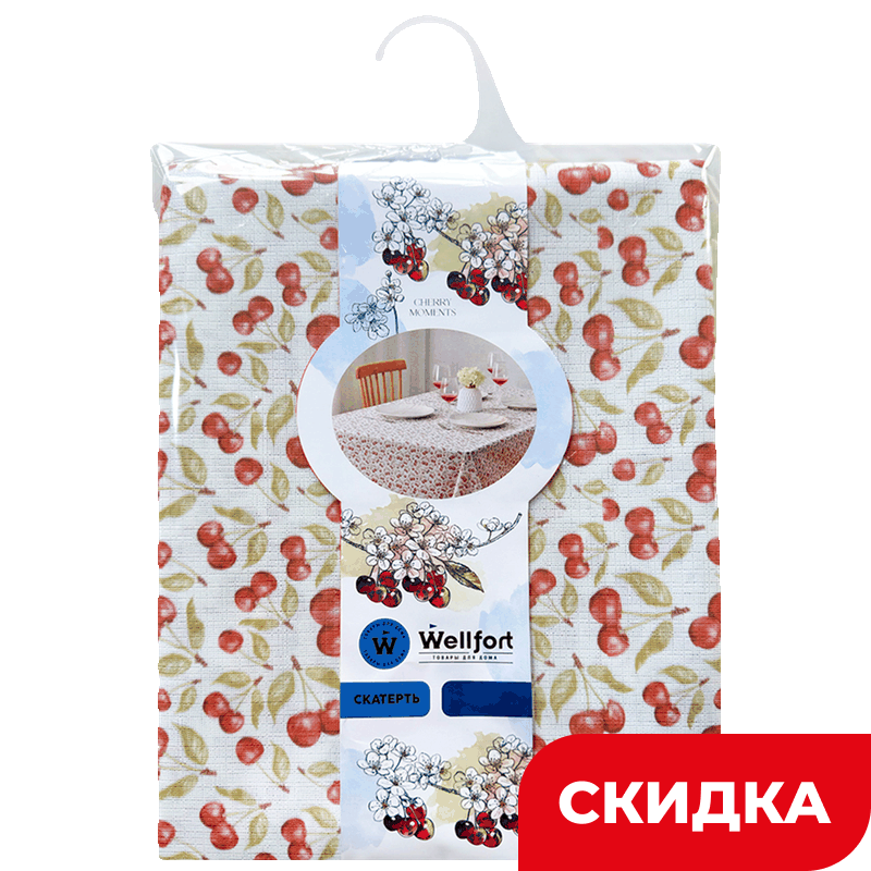 Скатерть Wellfort ПВХ Вишня, 137х180 см