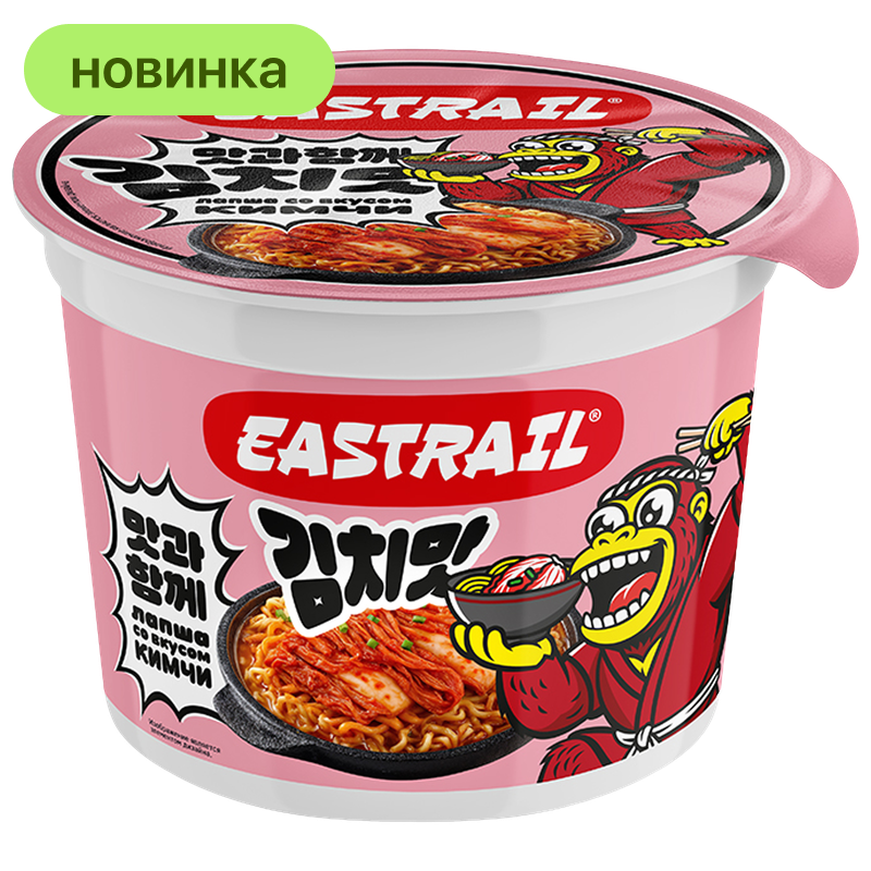 Лапша быстрого приготовления Eastrail со вкусом кимчи и острой курицы, 105 г