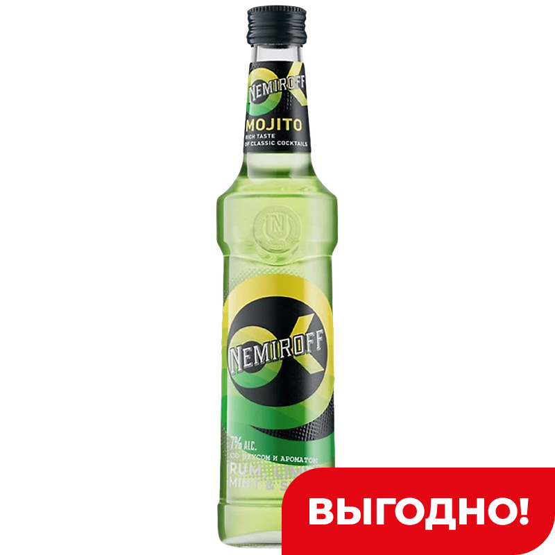 Пивной напиток Nemiroff Мохито пастеризованный 7%, 330 мл