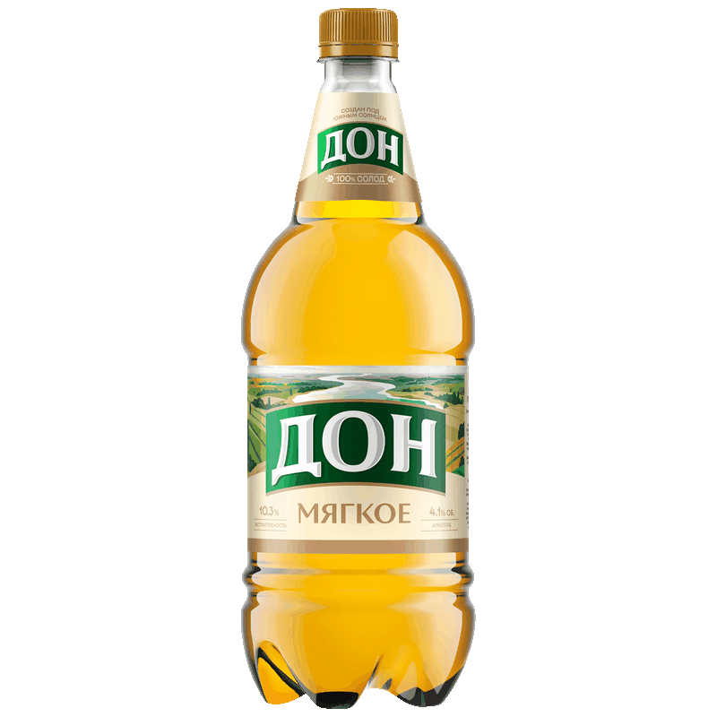 Мягкое Пиво Дон светлое пастеризованное фильтрованное 4,1%, 0,95 л