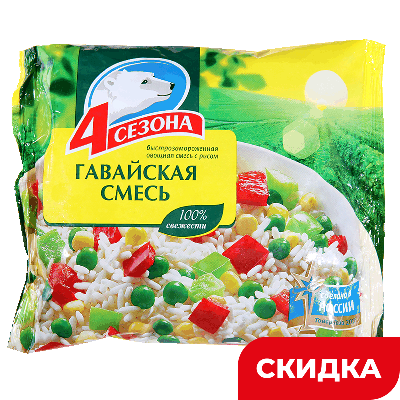 Смесь овощная 4 Сезона Гавайская быстрозамороженная, 400 г